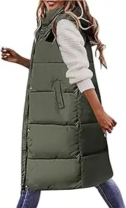 Women's 2023 Autumn Reversible Vests Sleeveless Fleece Jacket Long Warm Winter Coat Outerwear Zip Hoodie Pockets A11-AG, X-Large, A11-AG, X-Large