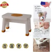 Eco-Friendly Step Stool for Kids - Natural Rubberwood with Anti-Slip Features