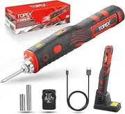 TOPEX 4V Max Cordless Soldering Iron and Charger, Cordless Soldering Iron Kit, 12 Second Quick Heat Up, with Rechargeable Lithium-Ion Battery and LED Light for DIY, Electronics, and Small Repairs
