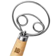 Original Danish Dough Whisk Dutch Style 13" Stainless Steel Large Wooden Hand...