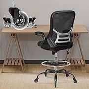 HYLONE Drafting Chair Adjustable, Tall Office Chair Lumbar Support Ergonomic Standing Desk Chair Heavy Duty Tall Drafting Stool for Artists with Footrest Home Office Drafting Stool