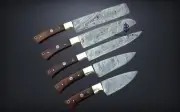 Handmade Damascus Chef Knife Set - Forged Kitchen Knives - Razor Sharp Gift