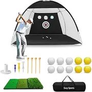 Golf Hitting Nets Kit with Target/Mat/Balls/Tee/Bag, Golf Practice Net, All in 1 Home Heavy Duty Golf Hitting Net, Golf Hitting Nets for Backyard Outdoor