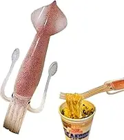 Octopus Shape Noodle Fork,Plastic Noodle Fork, Squid Fork,Heat-Resistant Silicone Utensil for Ramen/Pasta/Salad, Dinner Forks, Fun Kitchen Gadgets