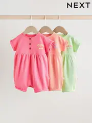 Bright Colour Button Through 3 Pack Baby Rompers (AG4739) | $44 - $53