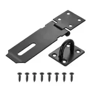 4 Inch Padlock Latch, Stainless Steel Barn Door Security Hasp Lock, Black