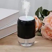Small Humidifier - 200 ML 2 Mist Modes, Cool Mist Humidifier with Light USB Powered, Portable Humidifier Noise Reduction Mini Humidifier Cute Humidifier Nightlight for Desktop Office (Black)