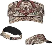 [RLDOBOFE] Sun Visor Hat Adjustable Empty Top Baseball Cap Retro Tribal Illustration Sun Hats for Women Men Sunscreen Visor Caps Summer Beach Sports Hats Black, Black, One Size