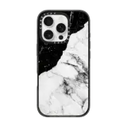 iPhone 16 Pro Impact Case MagSafe Compatible Black and White Contrast Marble
