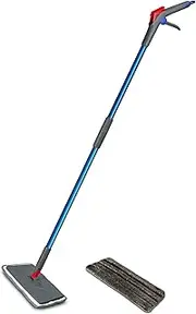 Addis Spray Mop Go Duo Microfibre Flat Floor Mop with Integral Water Tank Handle and Extra Replacement Pad Mob, Blue