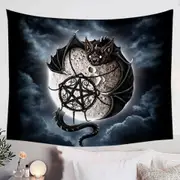 Cool Gothic Bat Art Full Moon Tapestry