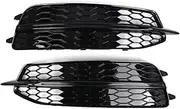 Pair Fog Light Bezel Grill Compatible For Audi A6 C7 S Line 2011-2014 Replacement Front Bumper Fog Light Grille Cover 4G0807681D 4G0807682D
