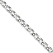[JewelryWeb] 925 Sterling Silver Solid Polished Lobster Claw Closure Rhodium Plated 3.2mm Open Link Chain bracelet Link-Bracelet for Women and Men