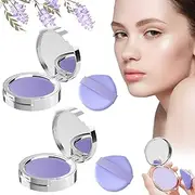 YUNFAN 2PCS Lavender Matte Powder,Lavender Matte Powder Oil Control,Long Lasting Setting Powder,Oil Control Pressed Powder with Mini Powder Puff,for Silky Blurring Oil Control Long-Lasting Makeup