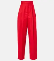 [Jacquemus] Jacquemus Curzio high-rise cotton-blend wide-leg pants UK 16 red