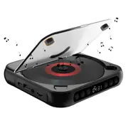 Portable Bluetooth CD Player with USB Playback and Rechargeable Battery-Black