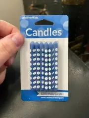 Royal Blue Polka Dot Birthday Candles 12Pcs New!!!