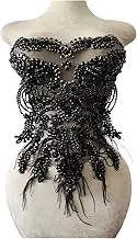 Fabric Heavy Stitching Beadwork Lace Sequin Accessories Clothing Accessories Flower Pieces(Black A)