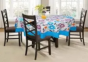 Lushomes 8 Seater Leaf Printed Dining Table Cover Cloth Linen (71x71 in, Flower Printed)