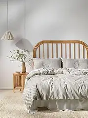 [Linen House] Classic Stripe Quilt Cover Set, Charcoal, Queen Size