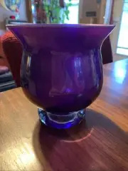 PartyLite P7227 Amethyst Candle Holder Purple Hand Blown Glass Sconce Vase
