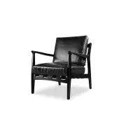 United Strangers At Ease Relaxing Lounge Accent Leather Armchair - Black - Black