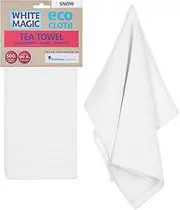 White Magic Tea Towel Single Pack, Snow White – Recycled Plastic Ultra Absorbent Microfibre, 70x50cm, Lint-Free, Quick-Drying, Durable & Stylish Kitchen Towel, Multi-Purpose Use, Easy Care