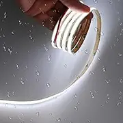 JOYLIT 24V 6M COB LED Strip Cool White 6000K IP65 Waterproof 320LEDs/M CRI93+ 4800LM High Brightness, Dimmable Adhesive LED Strip for Room Decoration, Countertops (With 2PIN 8MM X 2 Connector)