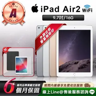 【Apple 蘋果】B級福利品 iPad Air 2 9.7吋 WIFI 64G(贈皮套+鋼化膜)