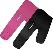 FOMIYES 2pcs Lifting Chin Strap for Slimming and Reducing Double Chin Black Rosy Elastic Design for Comfortable Fit While Sleeping