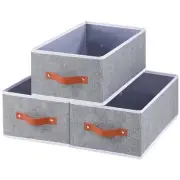 Cube Storage Unit Boxes, Foldable Bins for 16.1x6.5x9.8 (3-Pack) Grey
