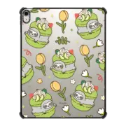 iPad Air 13-inch (M2/M3) iPad Impact Case Cute Sloth in Avocado Macaron with Yellow Tulip - Kawaii Animal with Sweet Food & Flower in the Garden