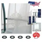 Elegant 96 Inch Floral Embroidered Sheer Curtains with Bonus Tie Backs Included