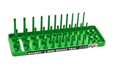 Hansen Global 14033 1/4" Dr. 3-Rail SAE Socket Organizer GREEN