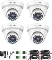 ZOSI 2.0MP 4 Pack 1080P HD Security Cameras Kit TVI/CVI/AHD Indoor Outdoor 80ft Day Night Vision CCTV Dome Home Cameras for 720P/1080N/1080P/5MP/4K HD-TVI AHD CVI Analog DVR Systems(White)