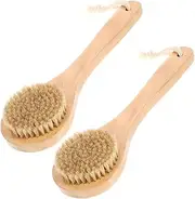 2pcs Bath Brush Shower Massager Scrubber Body Brushes Body Cleaning Shower Brushes Body Exfoliator Brush Exfoliating Back Brush Exfoliating Brushes Shower Back Brush Pig Hair Brown