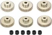 Rebower 6Pcs M0.6 Pinion Gear Set 28T 29T 30T 31T 32T 33T for 3.175 mm Shaft Aluminium Alloy Pinion Gear with Screws for RC Motor