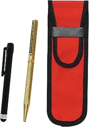 2 Pack Cloth Pen Case Red Metal Touch Stick Black and Brass Hex Rotating Holi Gold Ballpoint Pen Set Gold NK02R-ALB-6KSBP-K-2