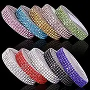 10 Rolls Self Adhesive Rhinestone Ribbon Crystal Diamond Sticker Bling Ribbon DIY Decoration with 2 mm Rhinestones for DIY Arts Crafts,Wedding Party Decor,Car Phone Decoration.(Each Roll 1 Yard)