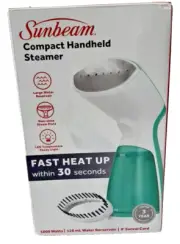 Sunbeam 1000W Compact Handheld Steamer FAST HEAT with Brush Attachment NEW