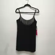 Aidan By Aidan Mattox Womens Black Crepe Trapeze Rhinestone Trim Mini Dress 10