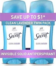 Secret Invisible Solid Clean Lavender Scent Antiperspirant and Deodorant Twin Pack 5.2 Oz