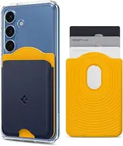 SPIGEN Nano Pop MagFit for Galaxy S25 Series/S24 FE/Plus/Ultra/S23 FE/Pixel/iPhone MagSafe Case Card Holder, Built-in Magnetic Ring Silicone Feel Anti Slip Up to 3 Cards Phone Wallet - Blueberry Navy