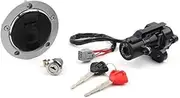 Pexorin Motorcycle Ignition Switch Lock, for Seat, Lock Gas Cap Lock Set w/Key, for GSXR 750 1000 1300 2003-2016, SF650 2003-2016 Motorcycle Ignition Switch