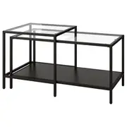 VITTSJÖ Nest of tables, set of 2, black-brown, glass, 90x50 cm