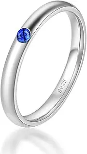[JIANGXIN] 2mm 925 Sterling Silver High Polish Plain Dome Wedding Band Comfort Fit Ring for Women 1.5mm 0.015cttw Emerald Ruby Sapphire Jewelry for girl child mother daughter