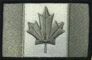 CANADA Flag Patch With Hook Adhesive Fastener Gray & White Black Border #16
