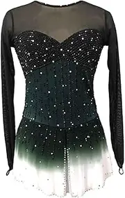 [Zagitova] Figure Skating Dress for Girls Gradient Breathable Womrn Graceful Competition Dance Outfits Shiny Rhinestone