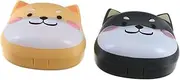 [PERSELOSO] 2pcs Cartoon Lens Holders Storage Box for Travel and Daily Use Stylish Mini Cases with Mirror for Desk Laptop Bag and Purse Unique Design for Family and Friends