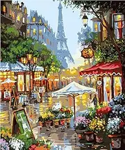 Paint by Numbers Kit for Adults Beginner, Retro Pedestrian Street Adult Paint by Number Kits on Canvas, DIY Acrylic Watercolor Oil Paint by Number for Adults for Home Decor Gift 16x20 Inch